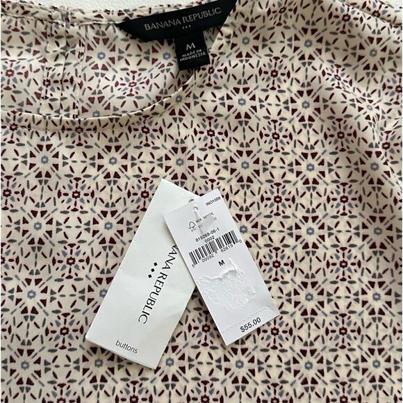 Banana Republic Top Blouse Crew Neck Short Sleeve Summer Office Medium NEW - Picture 10 of 12